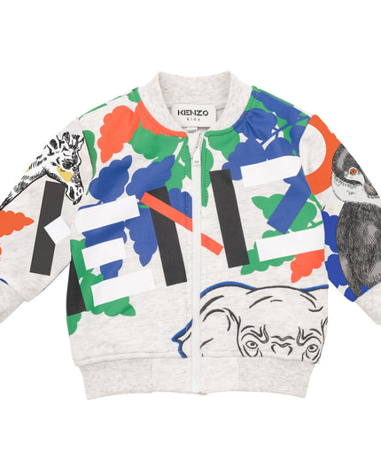 kenzo-Gray Logo Zip-Up Top-k05443-a11