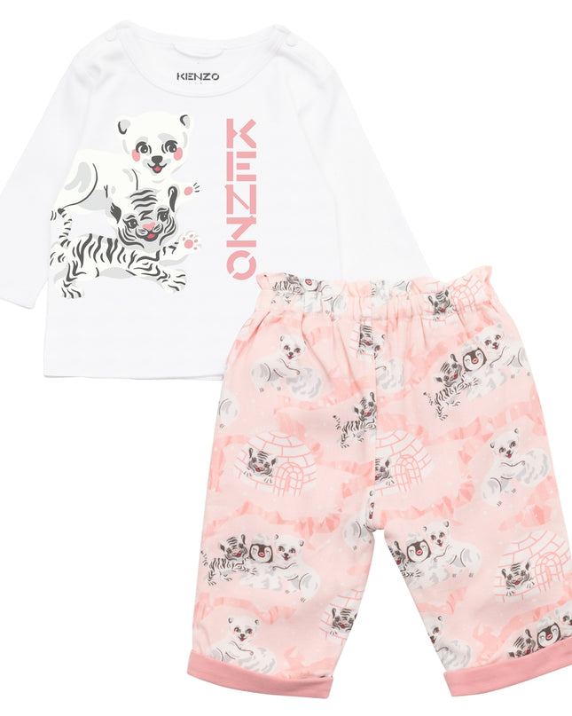 kenzo-White & Pink T-Shirt + Trouser Set-k98087-10p