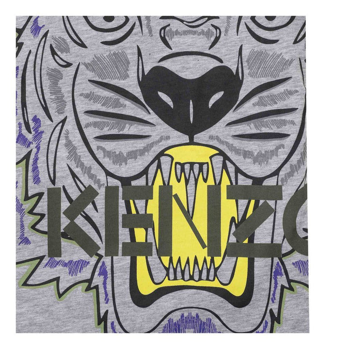 kenzo-Gray Tiger Logo T-Shirt-k25670-a41