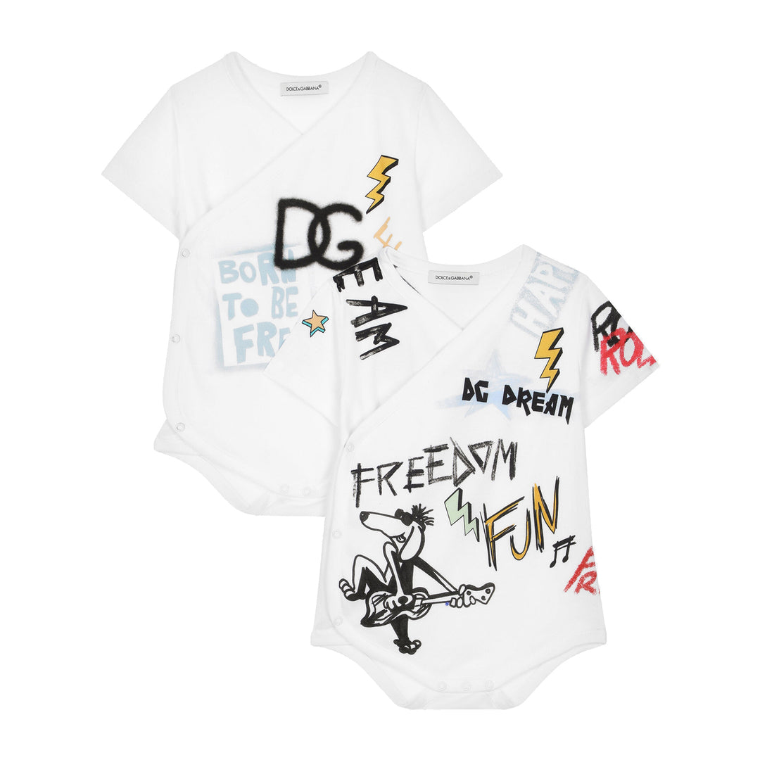 White Logo Babysuit