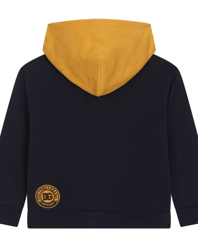 Yellow & Blue Logo Print Hoodie