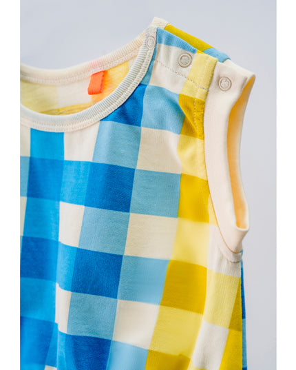 Multicolor Plaid Print Sleeveless Romper