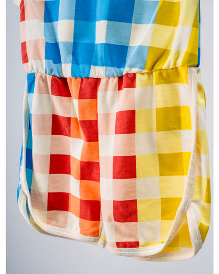 Multicolor Plaid Print Sleeveless Romper