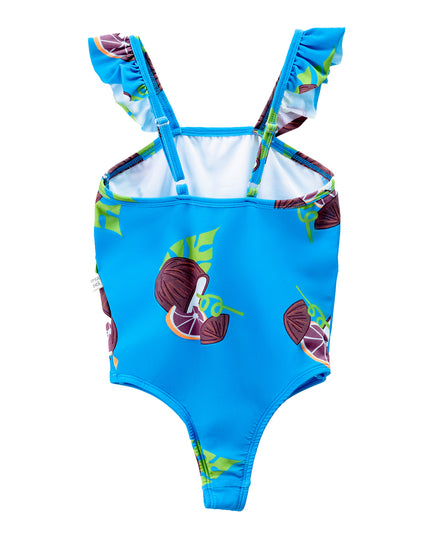 Blue Coconut Print One Piece Swimsuit