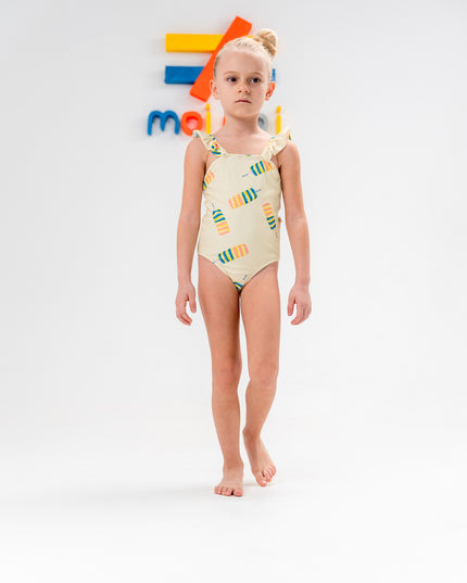 Blue Coconut Print One Piece Swimsuit