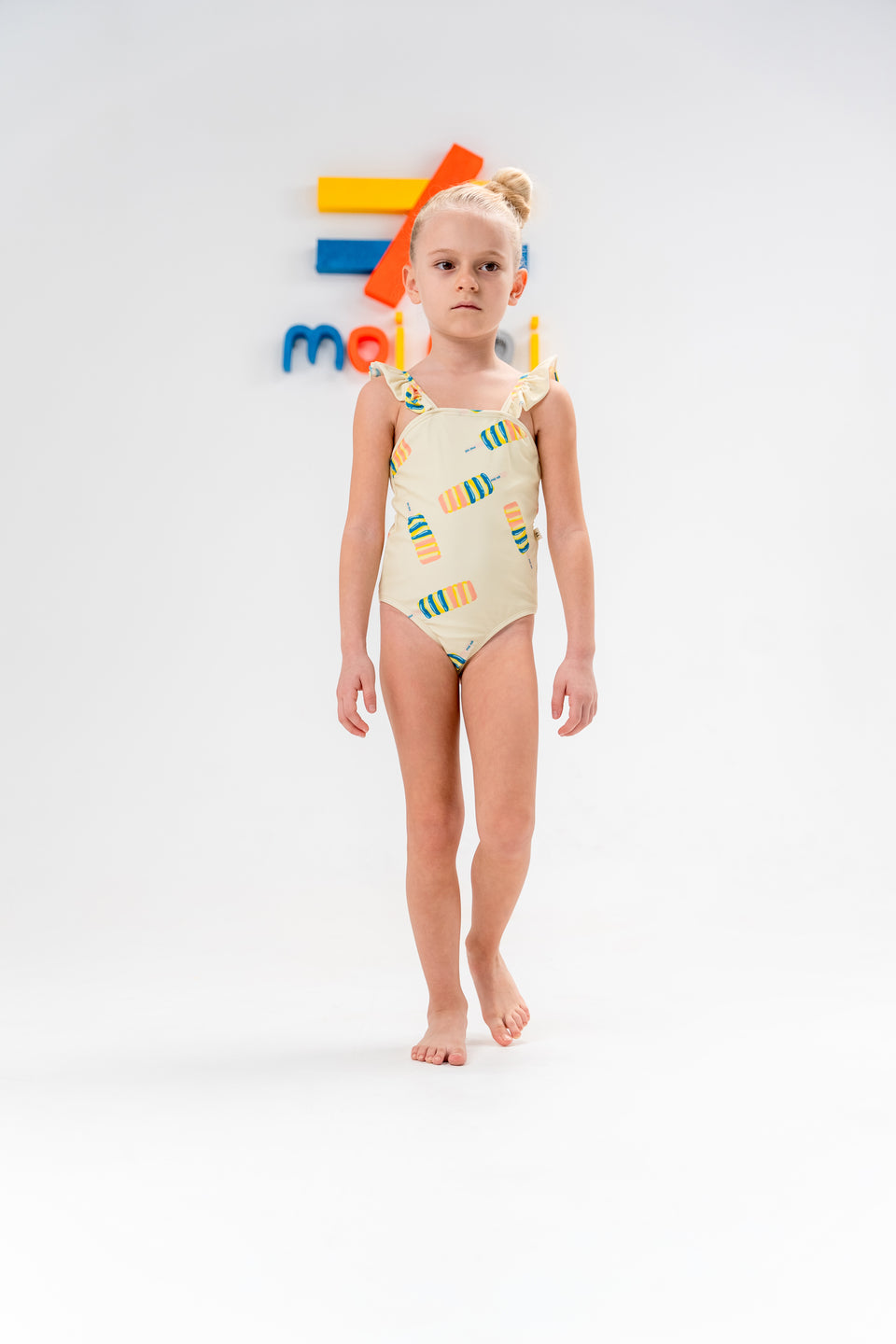 Yellow Sand Castle Print One Piece Swimsuit