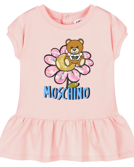 moschino-Pink Teddy Bear Logo Dress-mev06u-lda12-50209