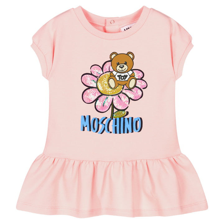 moschino-Pink Teddy Bear Logo Dress-mev06u-lda12-50209