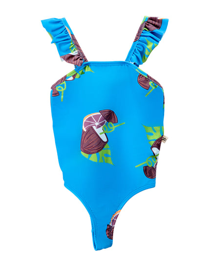 Blue Coconut Print One Piece Swimsuit