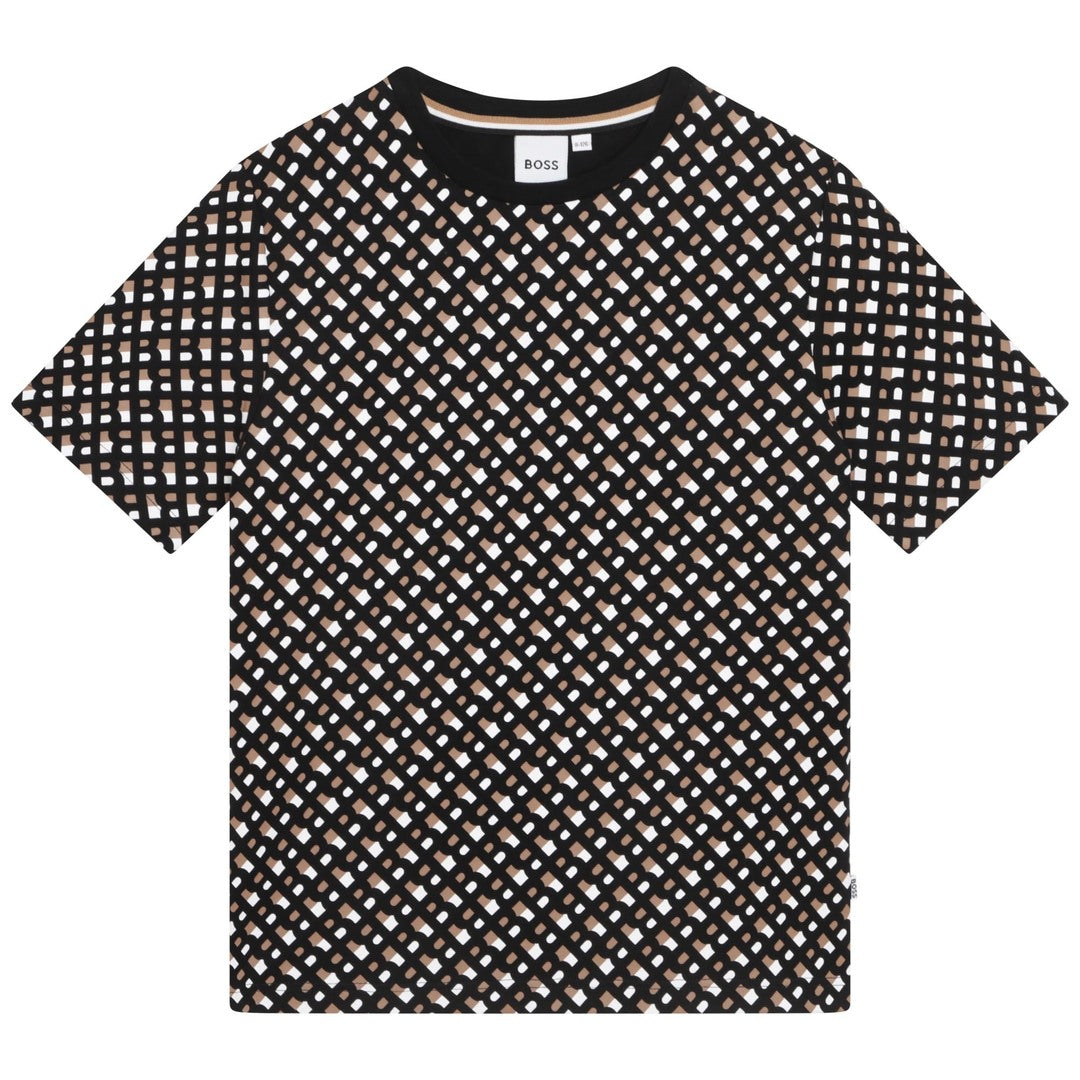 boss-j25o12-m13-Black Monogram Print T-Shirt
