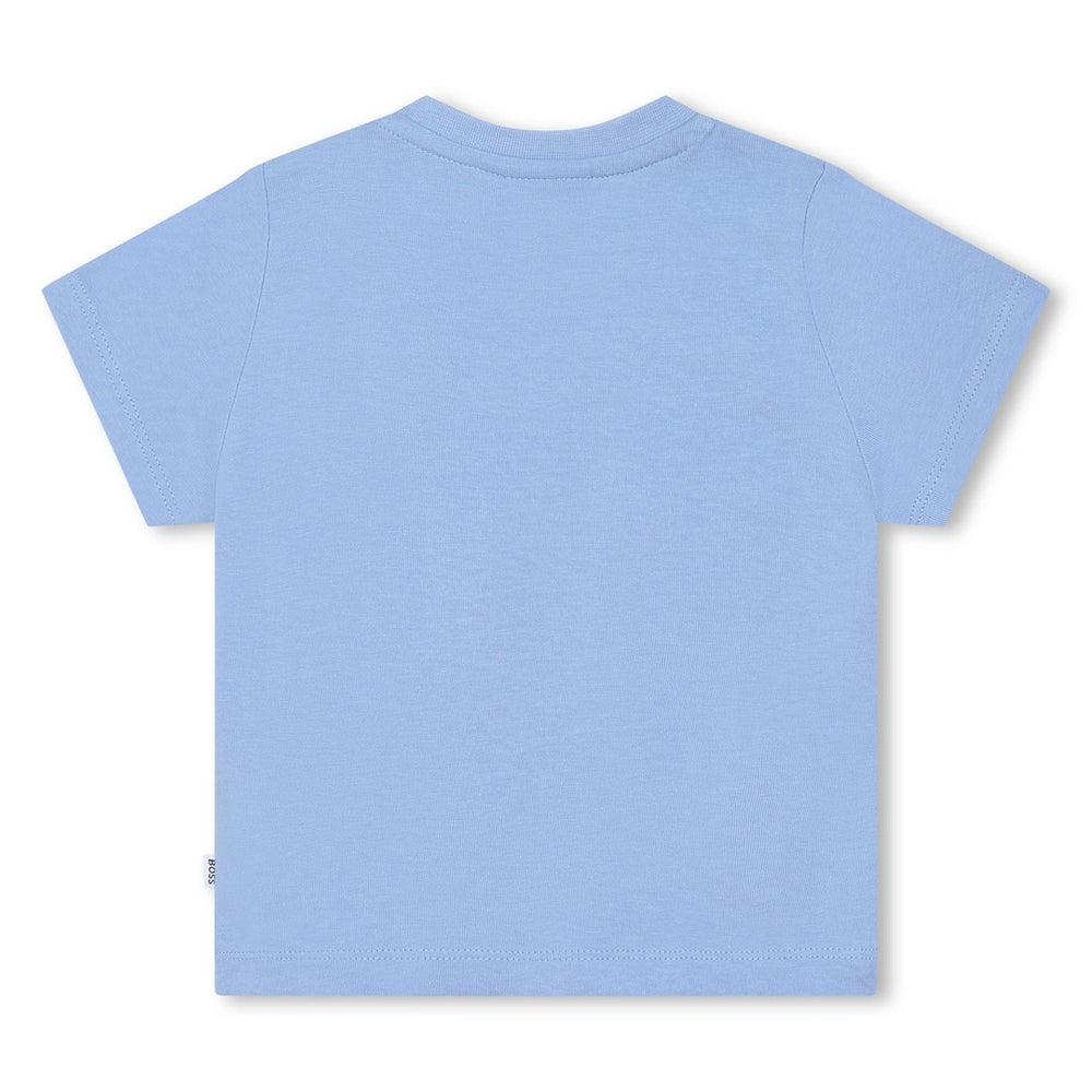boss-j05a02-77a-bb-Light Blue Gradient Logo Cotton T-Shirt
