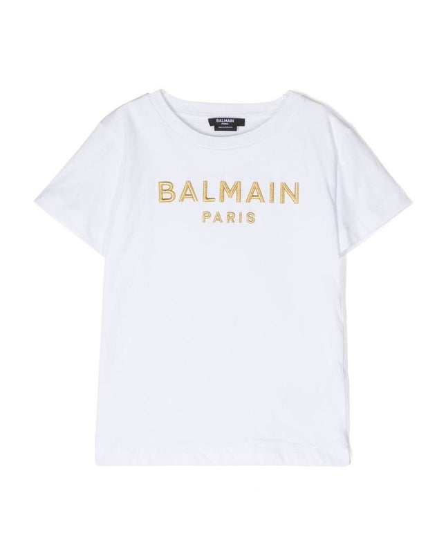 balmain-White Logo T-Shirt-bs8b31-z0082-100or