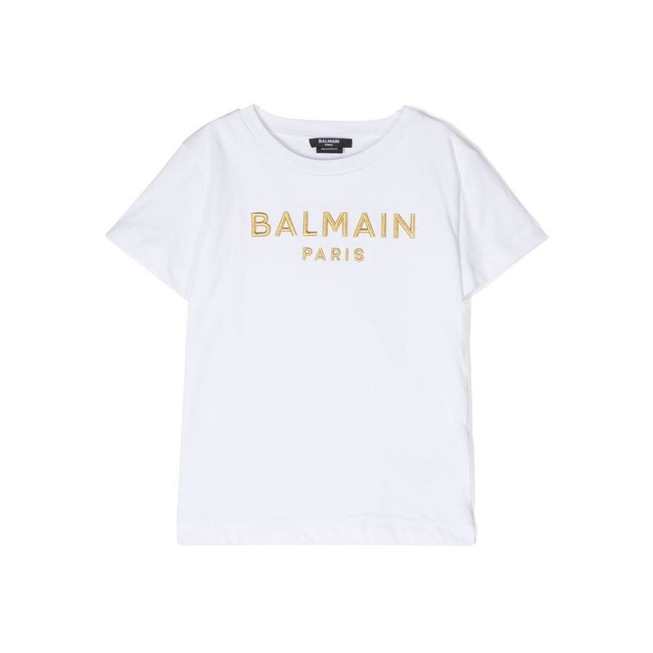 balmain-White Logo T-Shirt-bs8b31-z0082-100or
