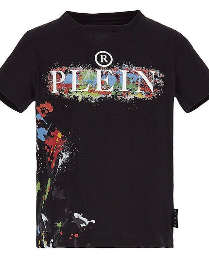 philipp-plein-Black Color Splash Logo T-Shirt-29m001-laa26-60100