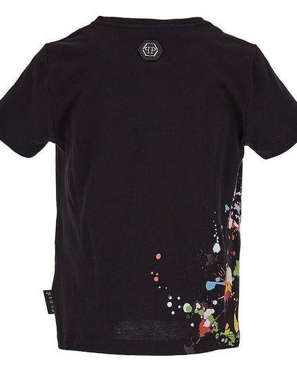 philipp-plein-Black Color Splash Logo T-Shirt-29m001-laa26-60100
