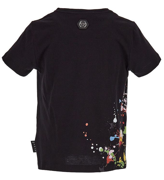 philipp-plein-Black Color Splash Logo T-Shirt-29m001-laa26-60100