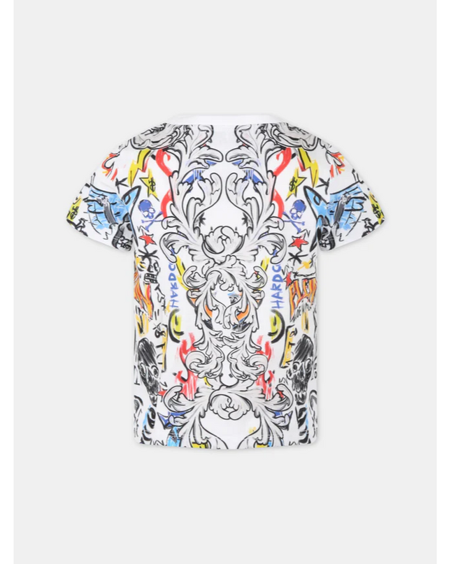 philipp-plein-White Graphic Print T-Shirt-t-shirt-2pm004-laa26-86591