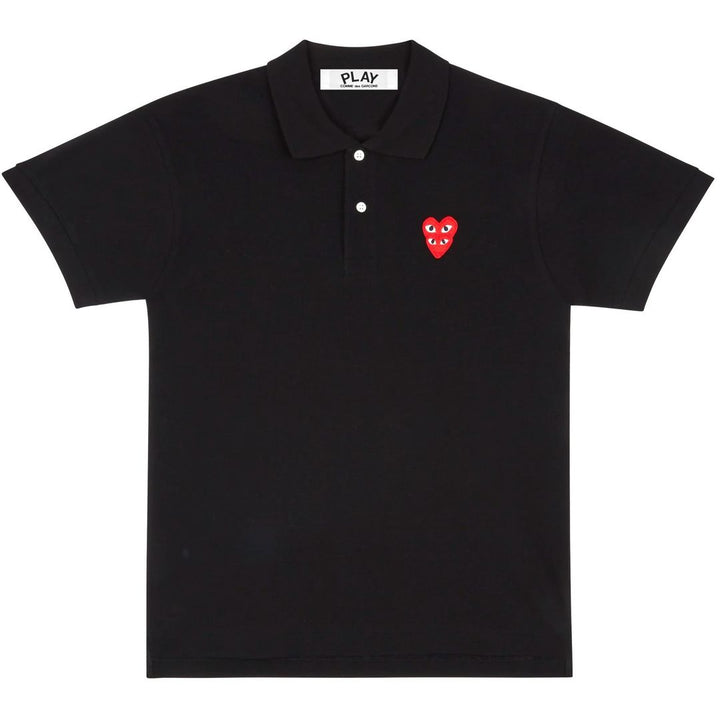 Comme Des Garcon-Black Double Red Heart Polo-AZ-T289-051-1