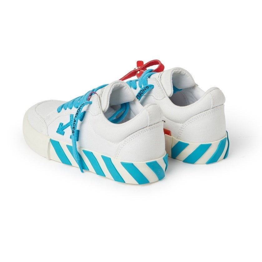 White And Sky Blue Vulcanized Sneakers