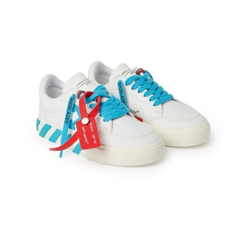 White And Sky Blue Vulcanized Sneakers