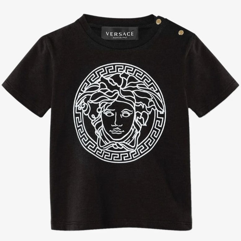 versace-Black & White Medusa Logo T-Shirt-1000102-1a04767-2b020