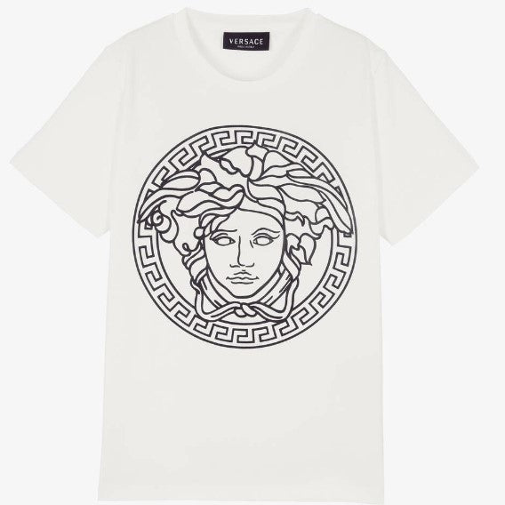 versace-White Medusa Logo T-Shirt-1000239-1a04767-2w020