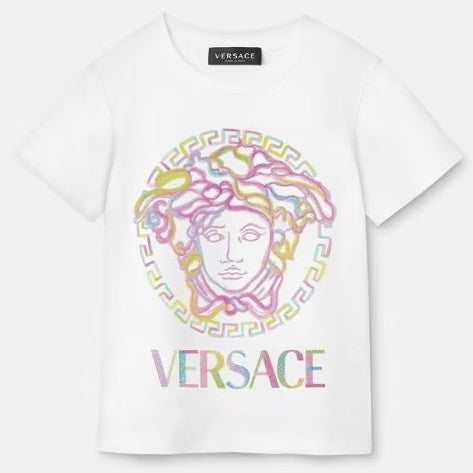 versace-1000052-1a06483-2w070-White Medusa Logo T-Shirt