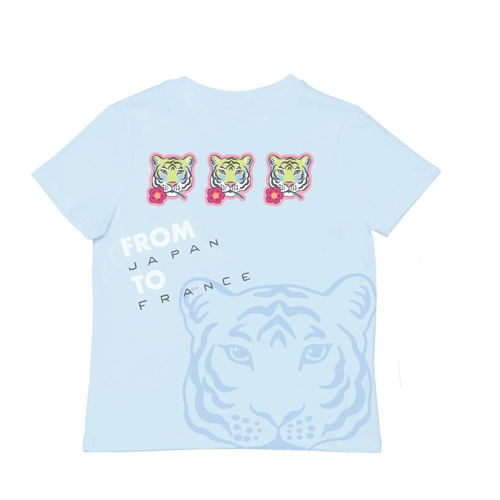 kenzo-k15622-791-Aqua Blue Logo T-Shirt