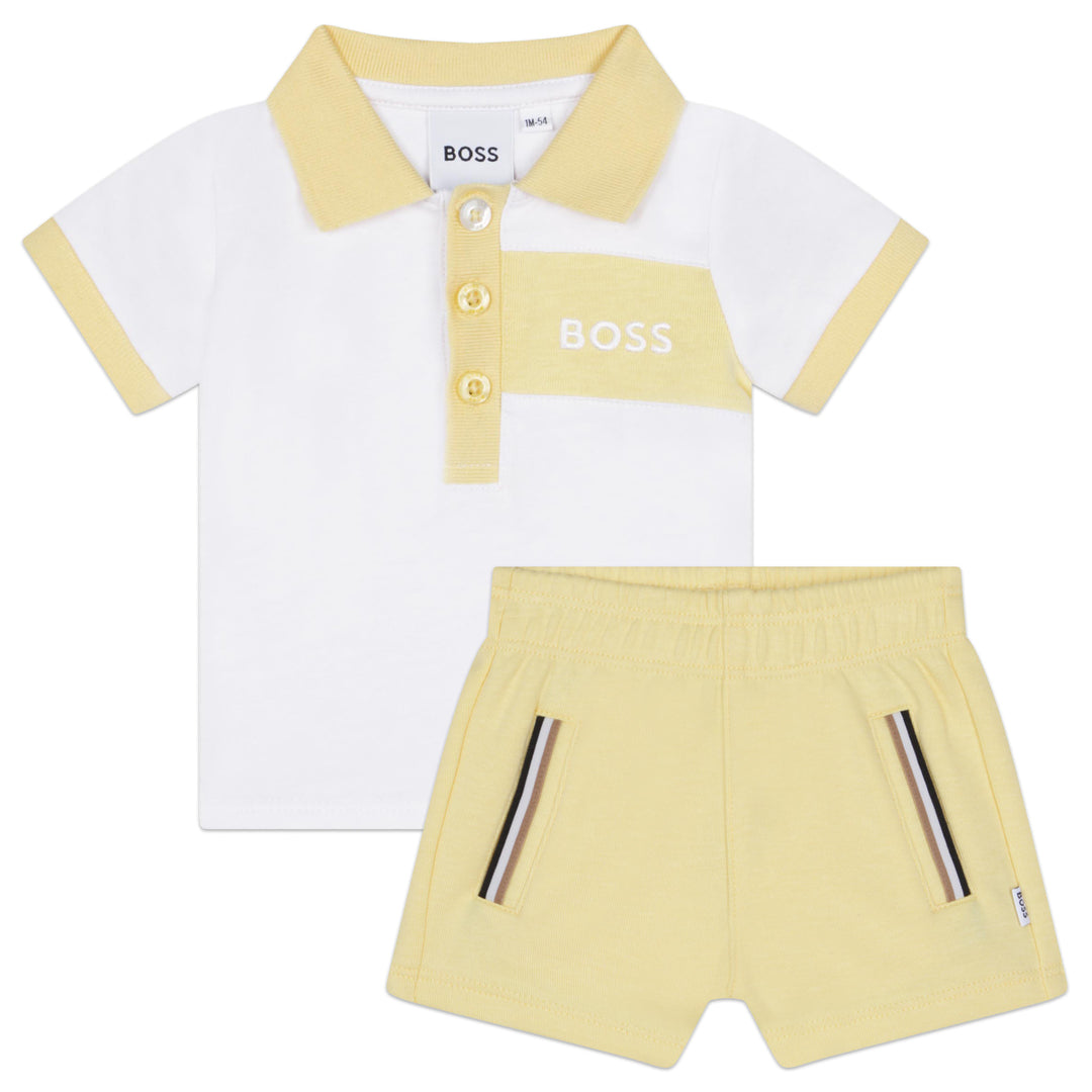 boss-j98419-528-nb-Yellow Polo & Shorts Set