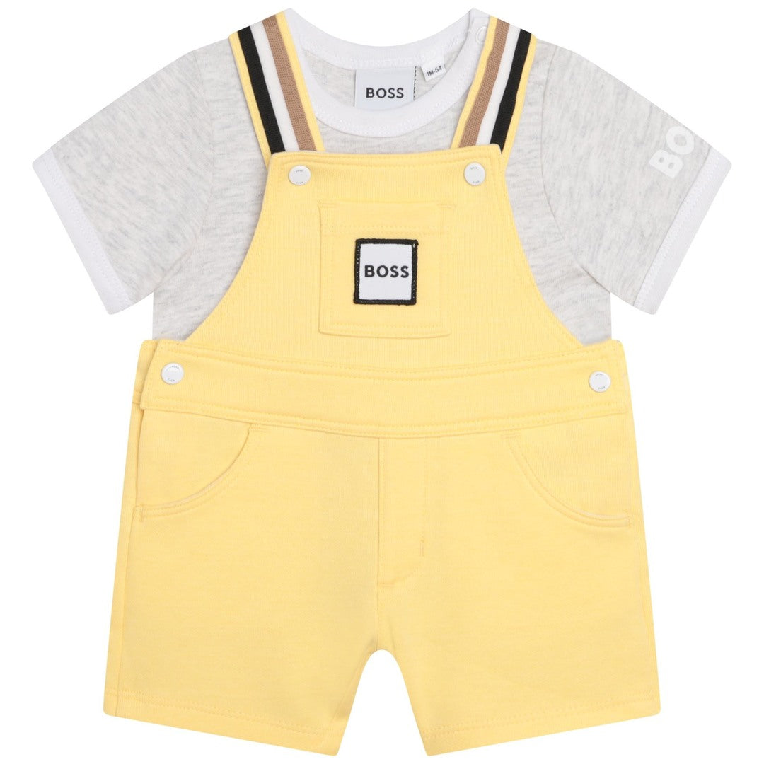 BOSS-J98409-528-NB-YELLOW-T-SHIRT+DUNGAREES SET