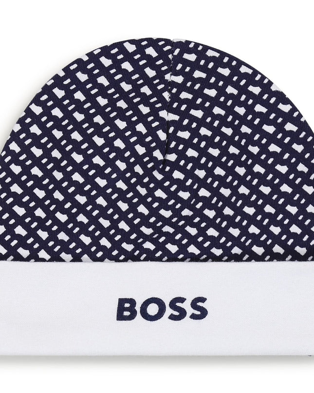boss-j98394-849-nb-Navy Blue Hat and Booties Set