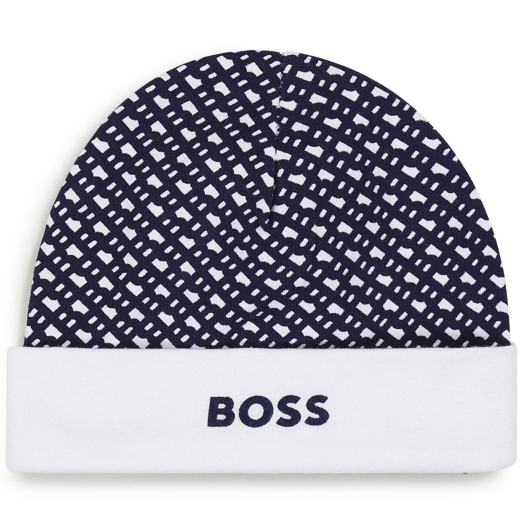 boss-j98394-849-nb-Navy Blue Hat and Booties Set