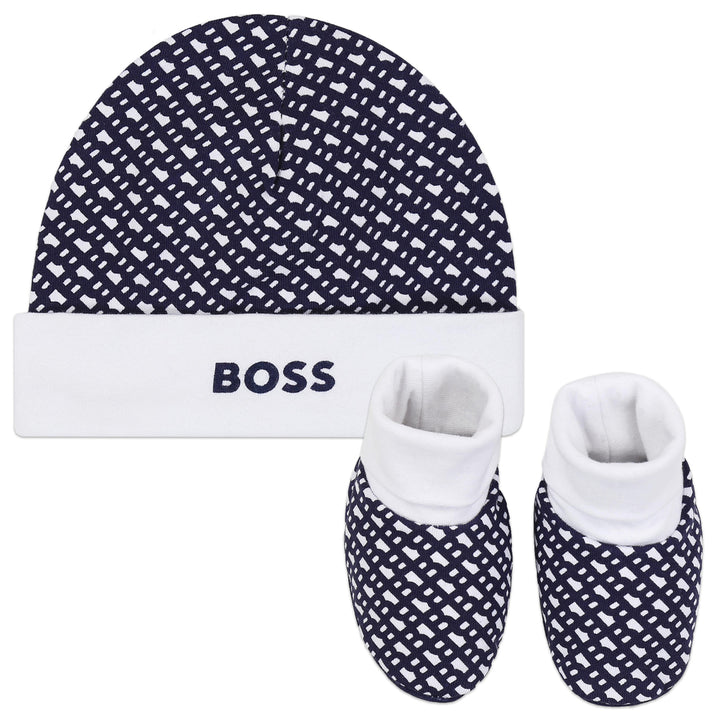 boss-j98394-849-nb-Navy Blue Hat and Booties Set