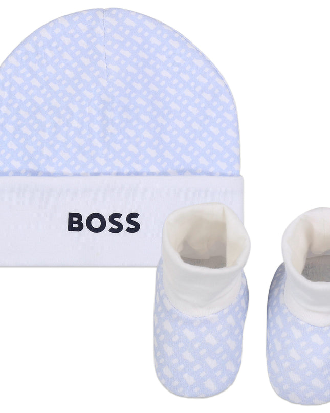 boss-j98394-771-nb-Pale Blue Hat and Booties set