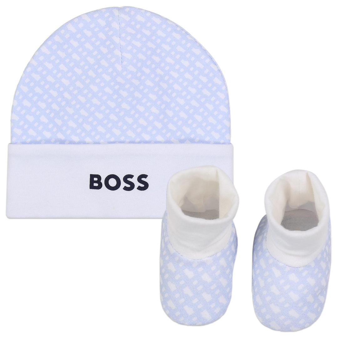 boss-j98394-771-nb-Pale Blue Hat and Booties set