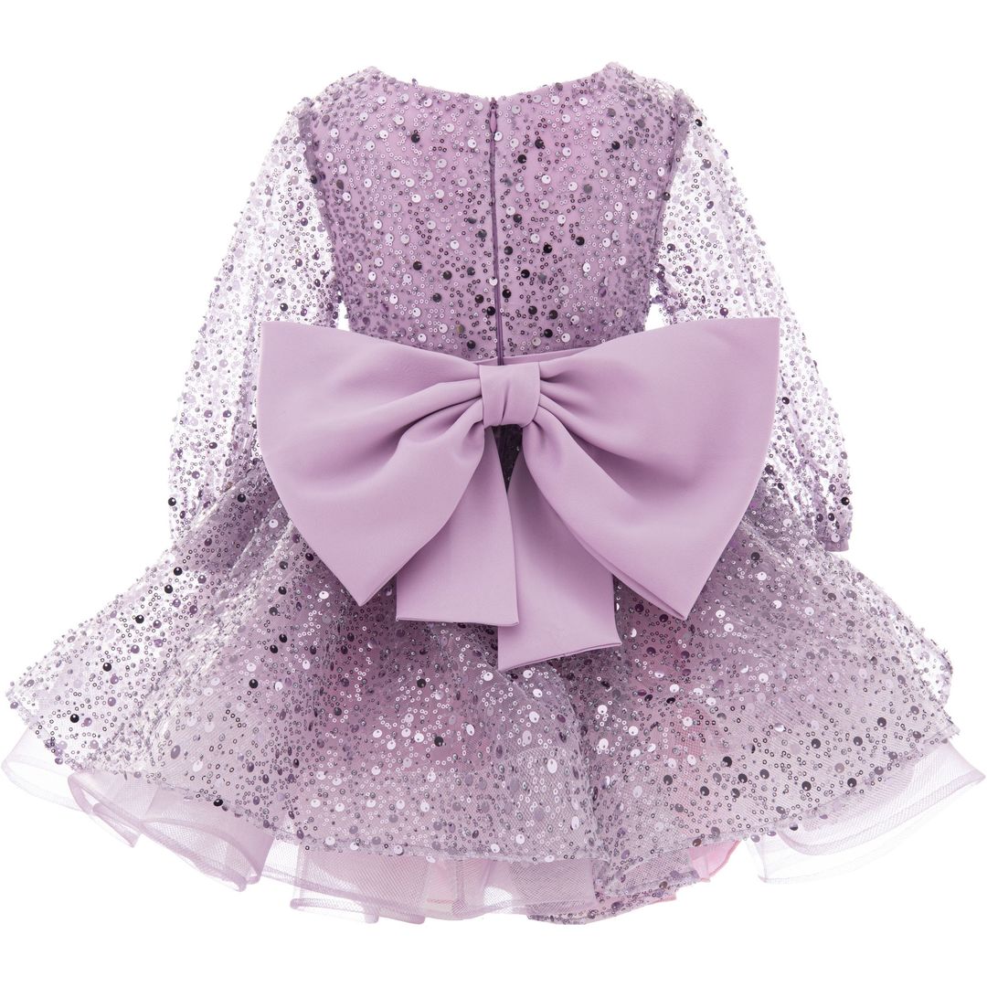 Purple Pradera Glimmer Tulle Bow Dress