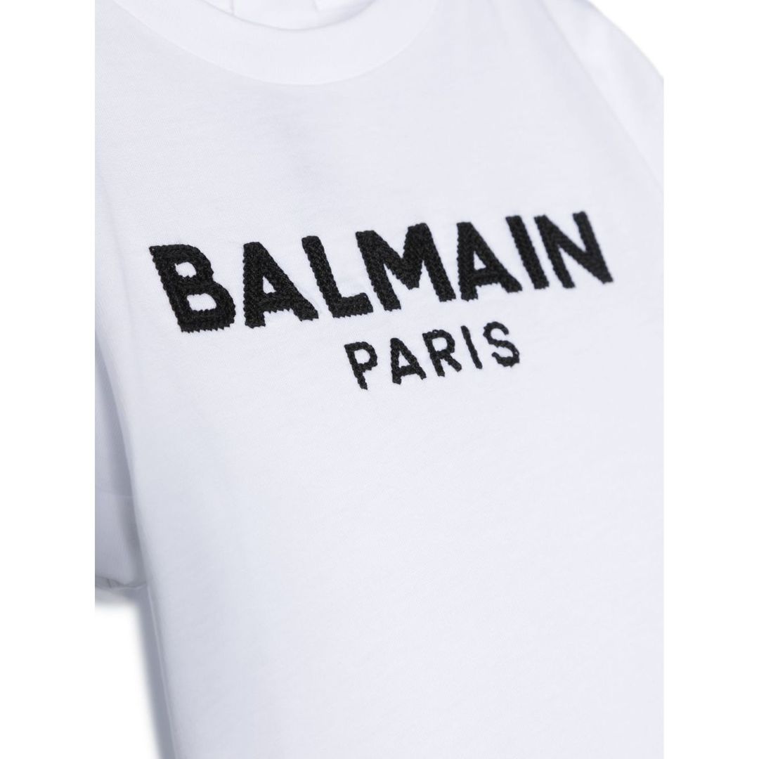 balmain-White Logo T-Shirt-bt8531-z0082-100ne
