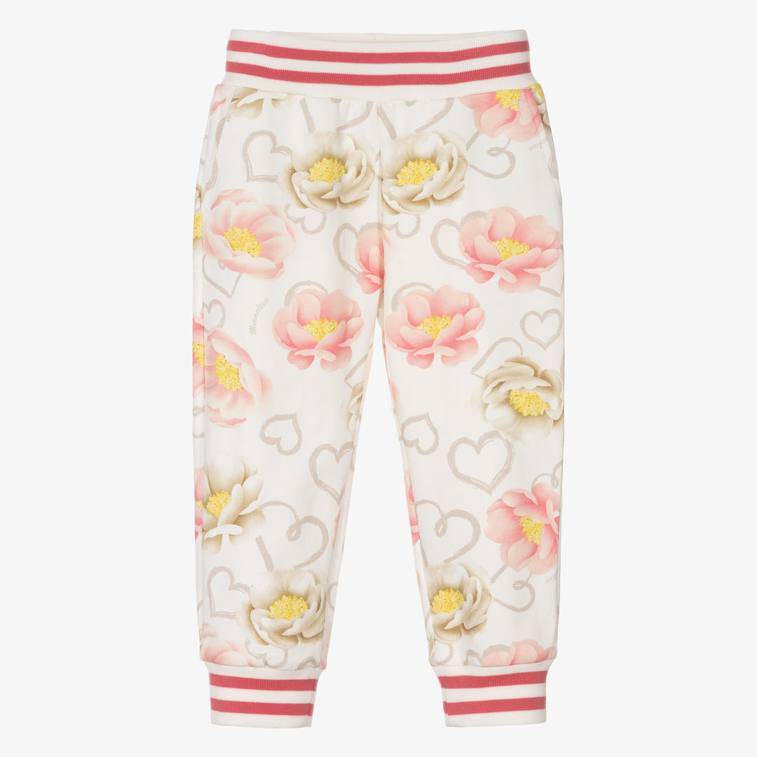 monnalisa-White Floral Print Joggers-19b402-2018-0002