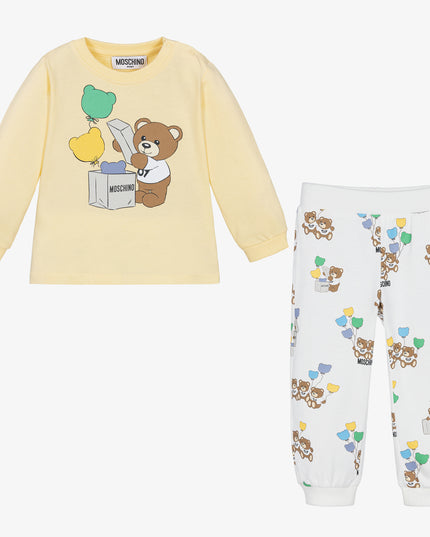 moschino-Yellow & White Teddy Balloons T-Shirt and Trousers-msk02f-lab73-83437