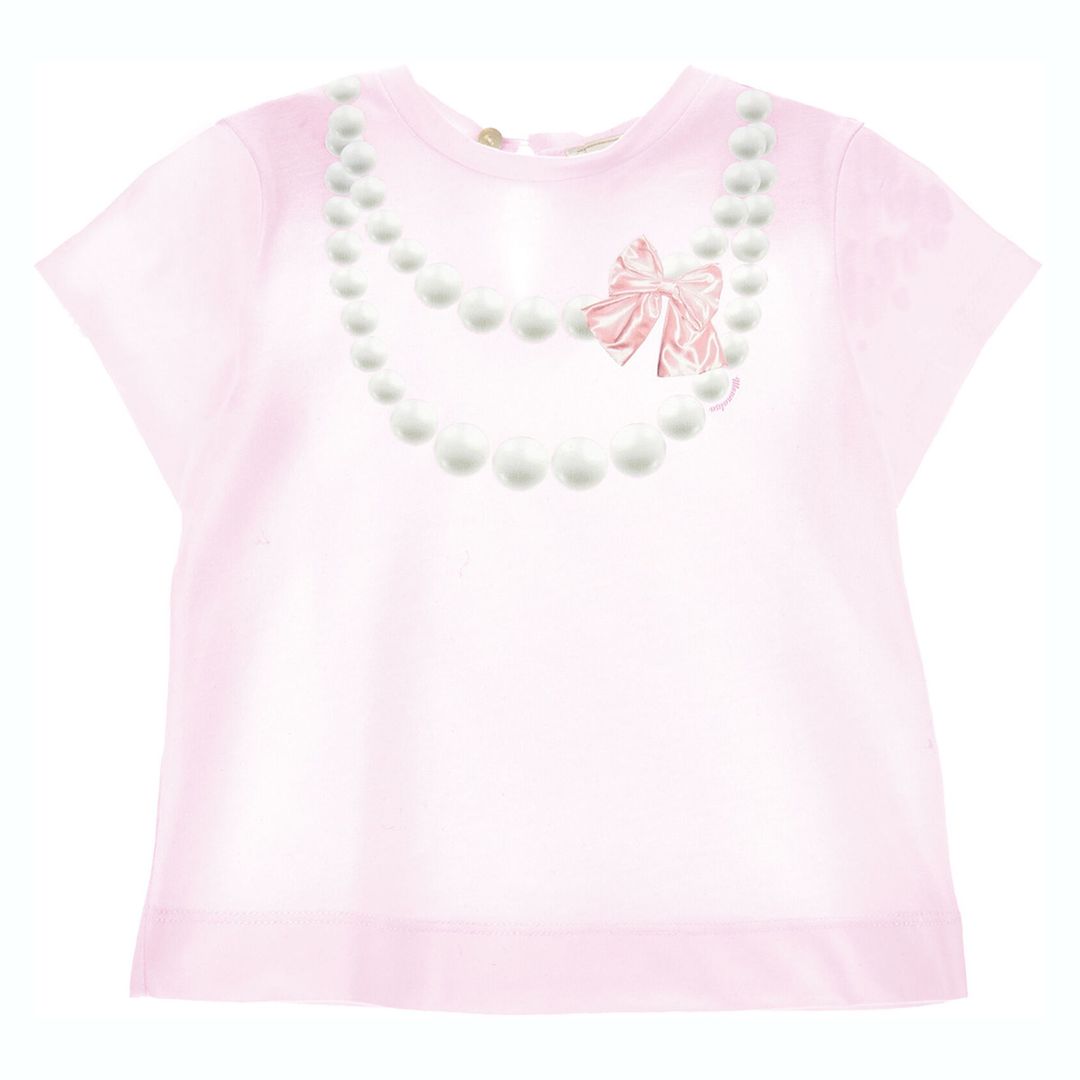 monnalisa-Pink Pearl Necklace-Print T-shirt-39b607np-2000-0091