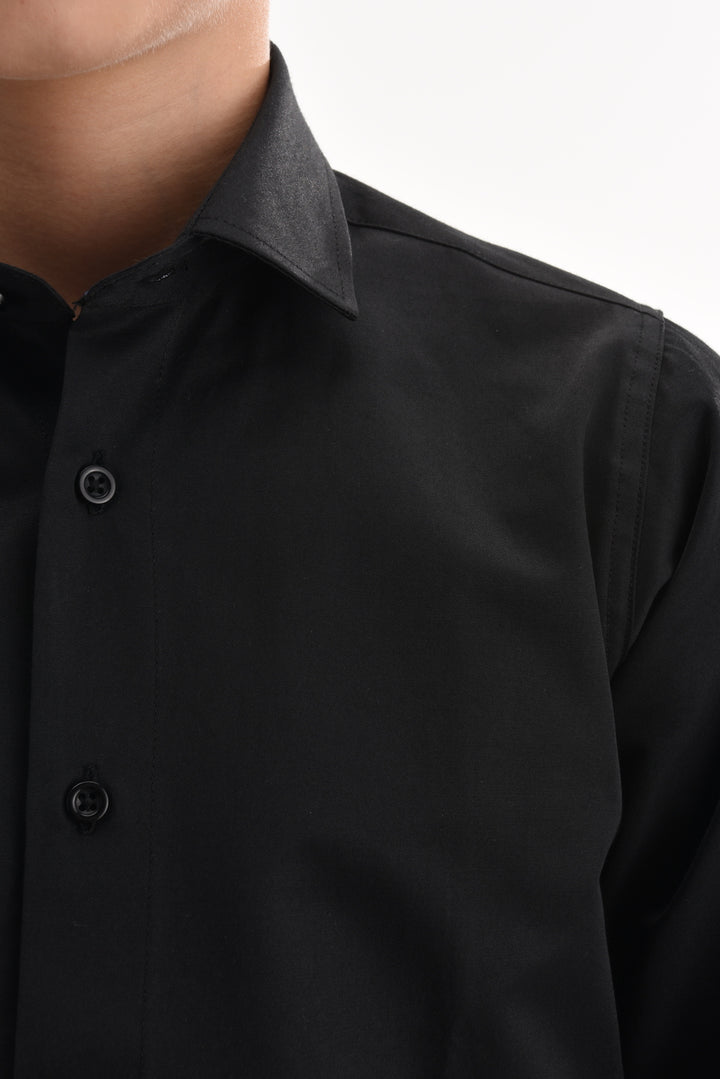 Black Solid Dress Shirt