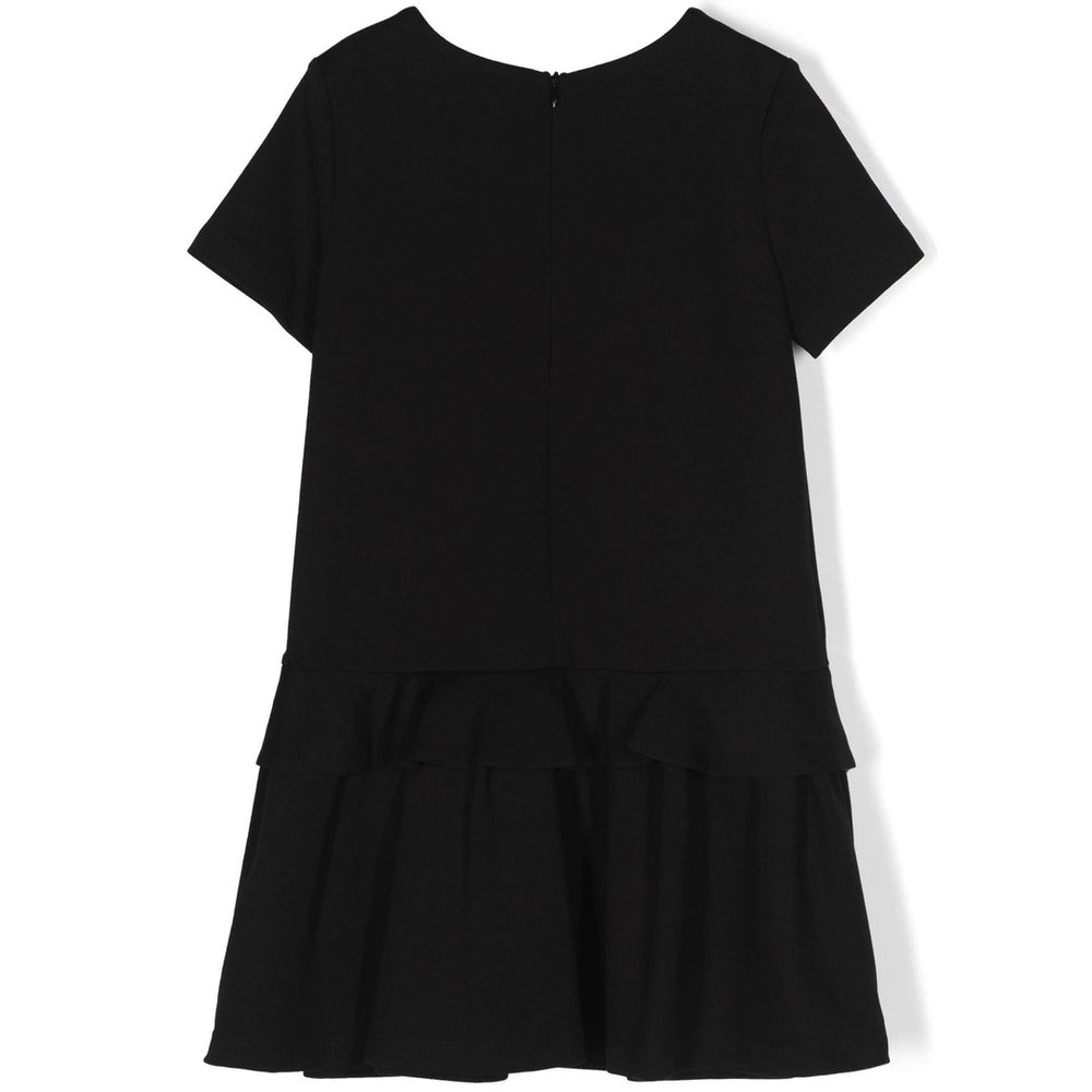 moschino-Black Dress with Belt Bag Print and Ruffle-hdv0di-lja00-60100