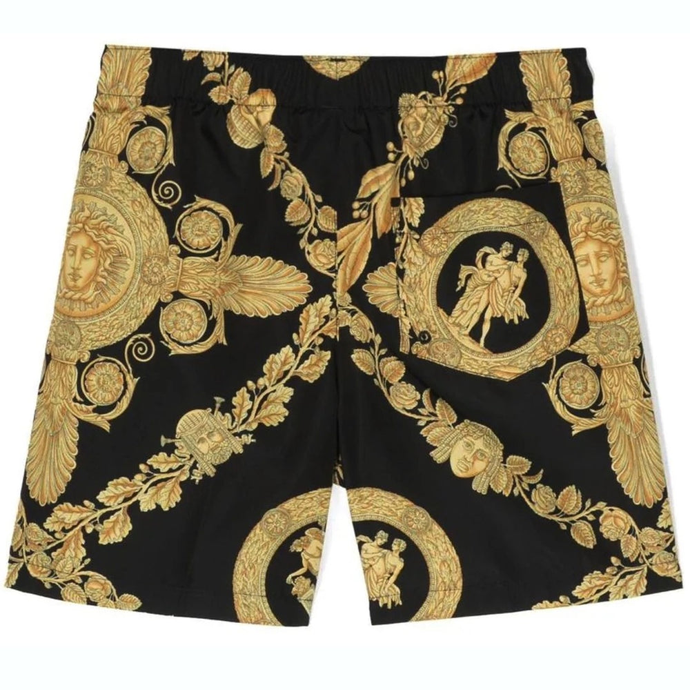 versace-Black Maschera Baroque Swim Shorts-1000271-1a07537-5b000