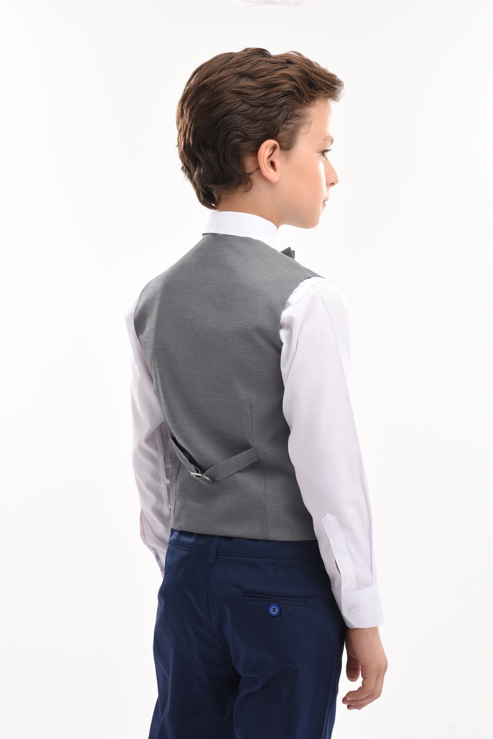 Grey Micro Print Vest & Bowtie