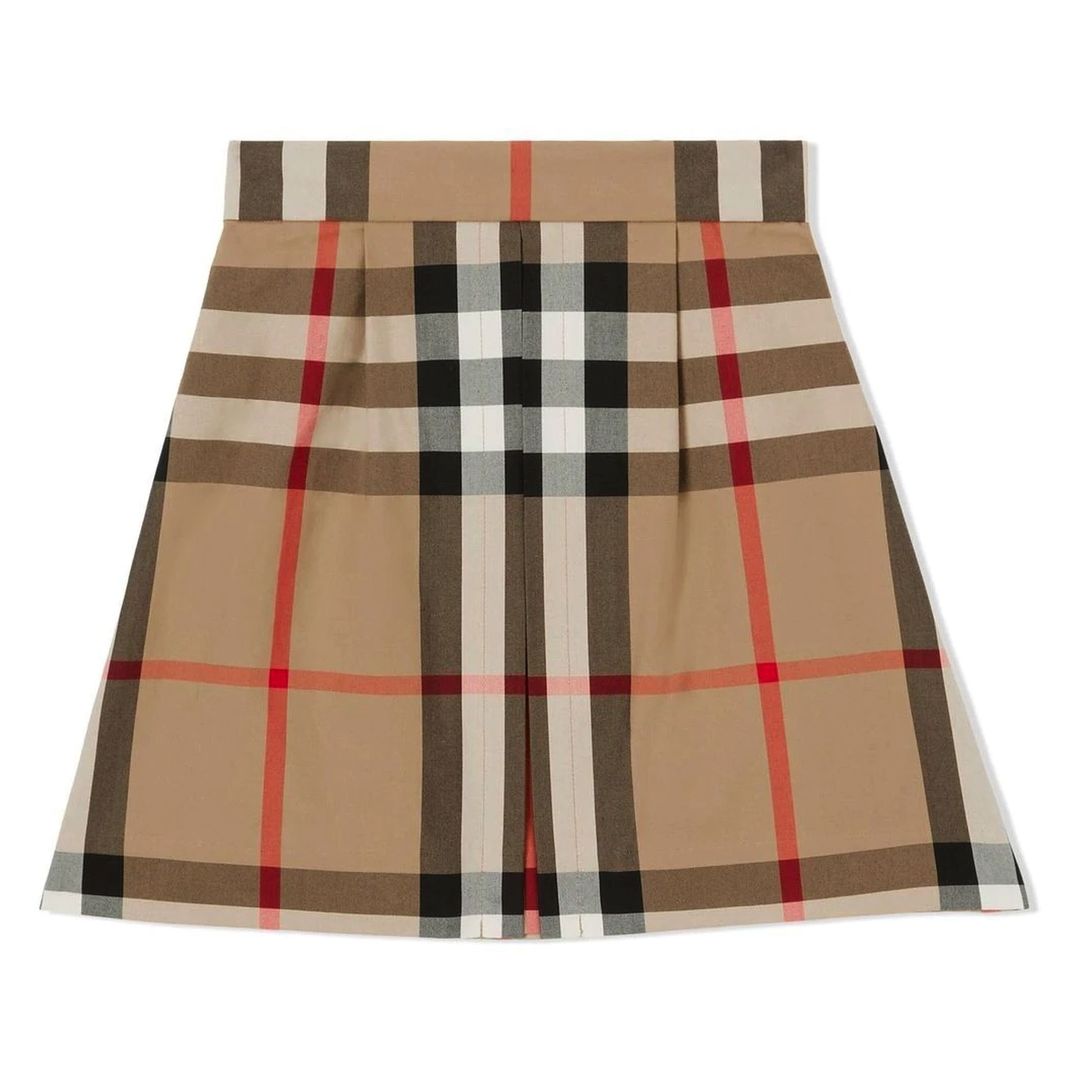 burberry-8061826-Beige Checkered Skirt-140338-a7028
