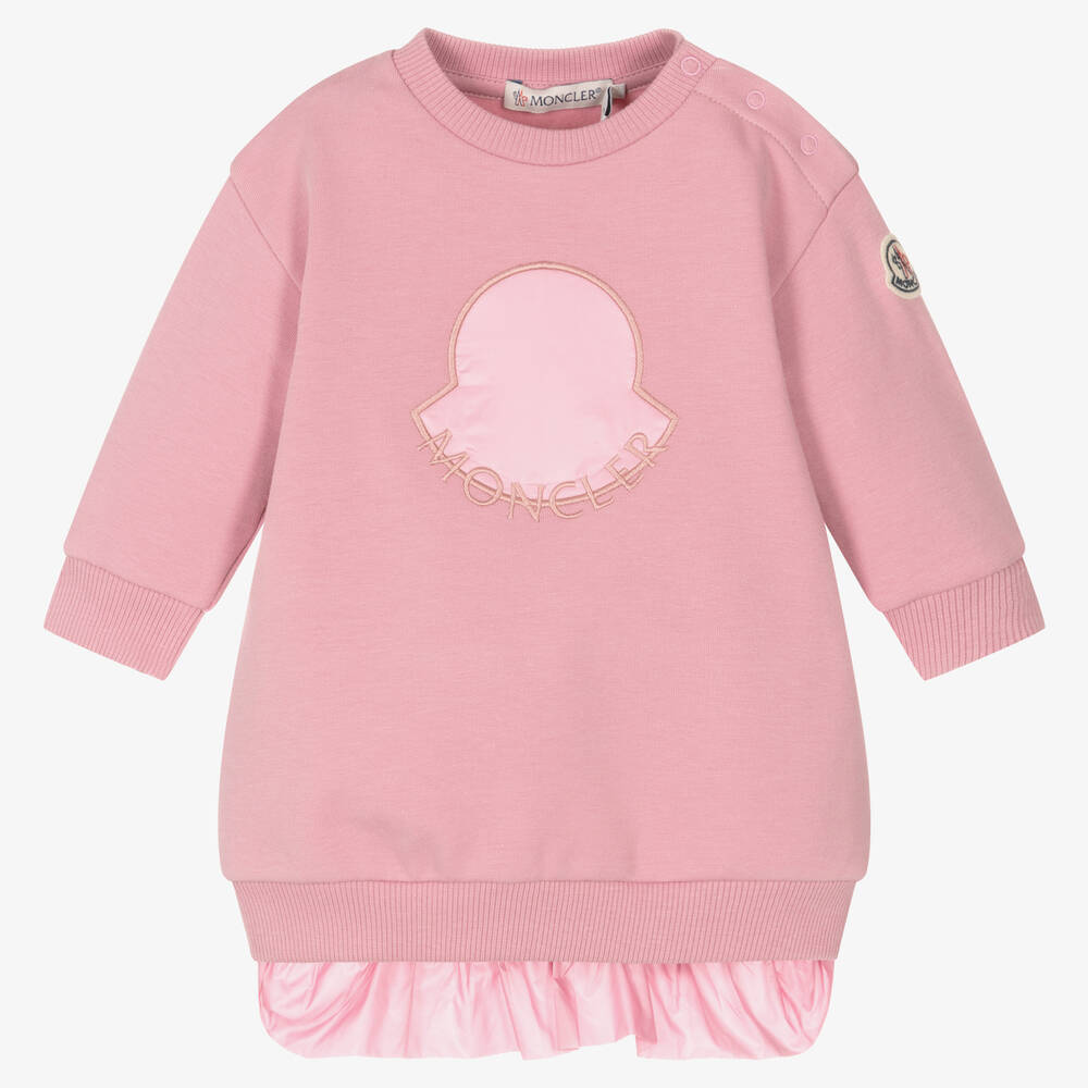 moncler-Pink Cotton Sweatshirt Dress-i2-951-8i000-06-89a23-527