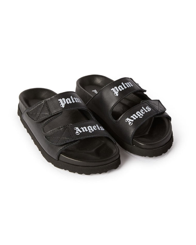 palm-angels-pbih001c99lea0011001-Black Print Double Strap Sandals