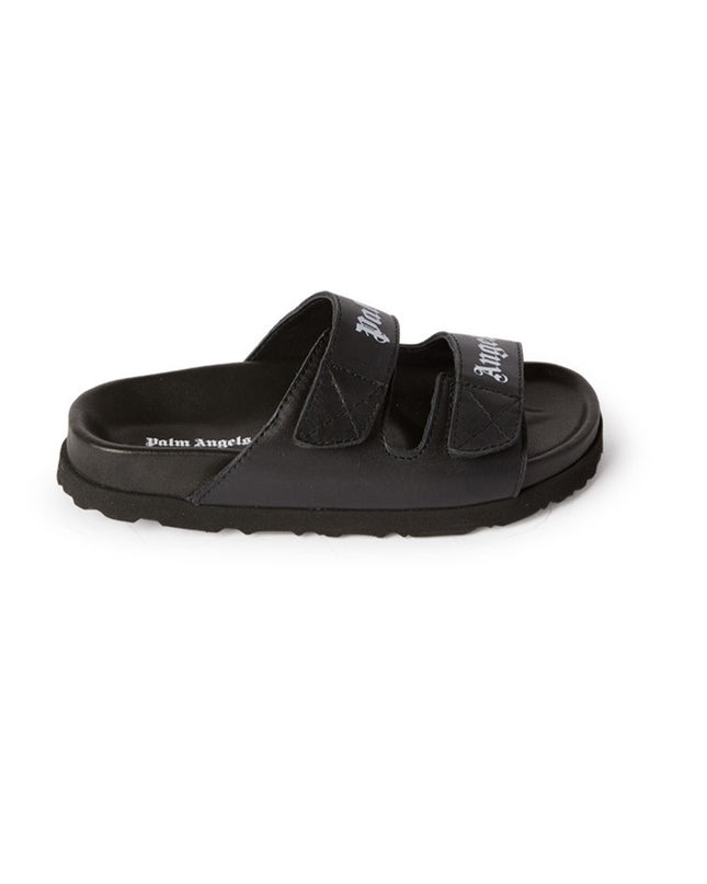 palm-angels-pbih001c99lea0011001-Black Print Double Strap Sandals