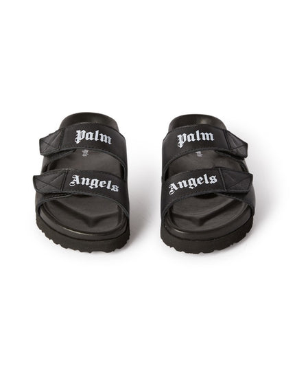 palm-angels-pbih001c99lea0011001-Black Print Double Strap Sandals