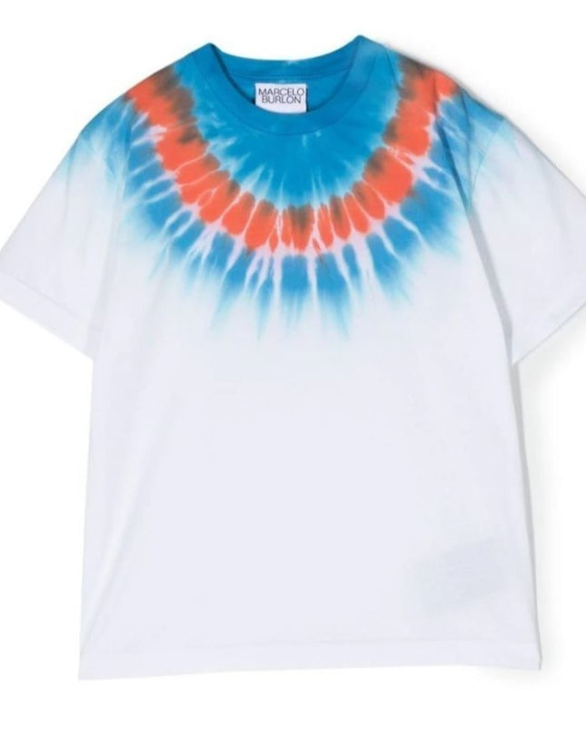 marcelo-burlon-cbaa001s23jer0060140-White Tie-Dye Cotton T-Shirt